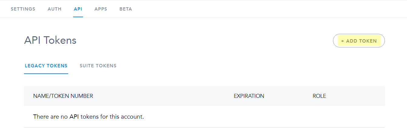 API Tab > Legacy Tokens > Add Token button to generate a new API token (for Bridge)