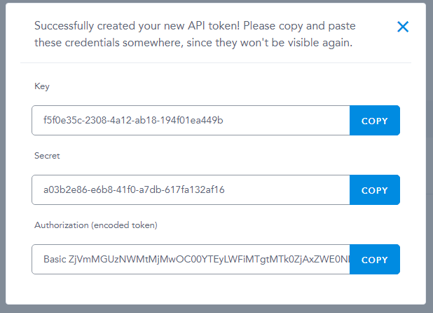 Token's Key and Secret for Bridge