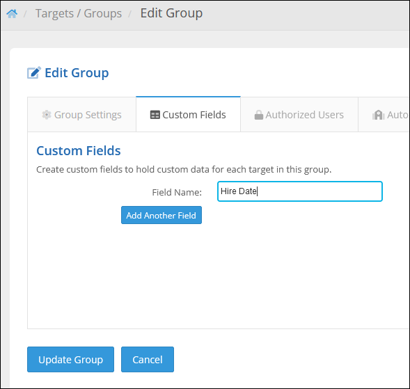 Custom fields for a group